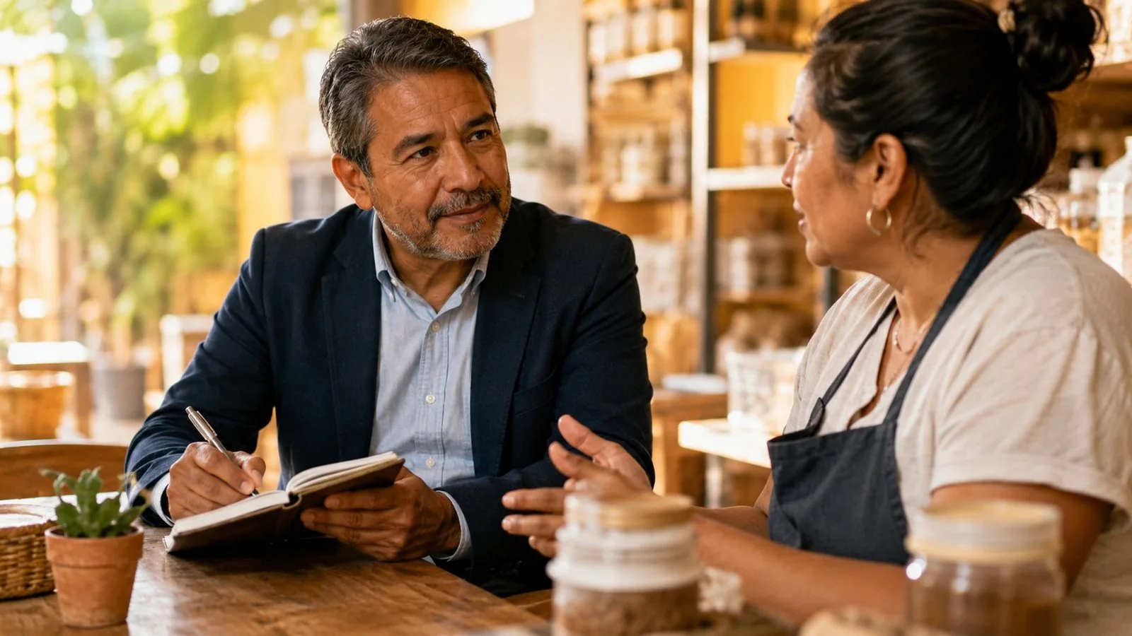 Conversación de diagnóstico con la dueña de un negocio